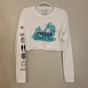 Odesza White Long Sleeve Crop Band Tee